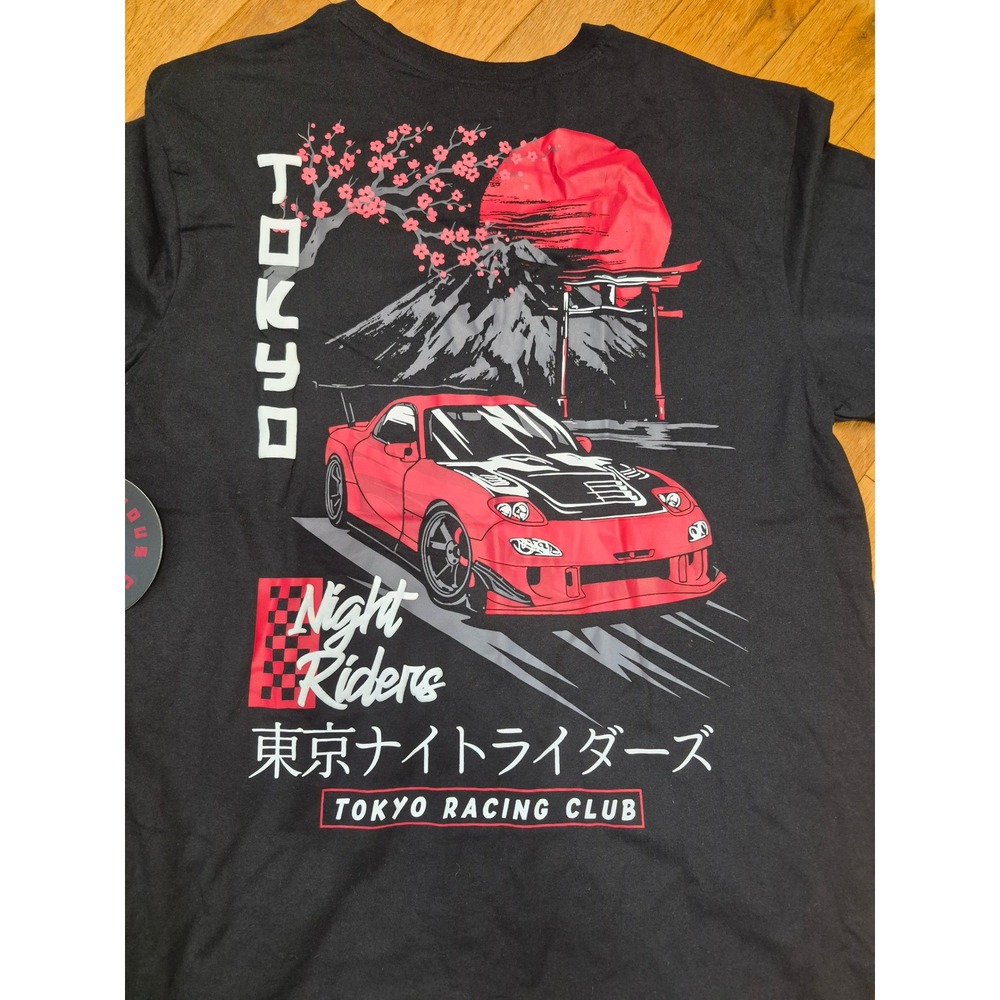 Rebellious Culture Tokyo Night Riders Racing Club Graphic T-Shirt Black Large